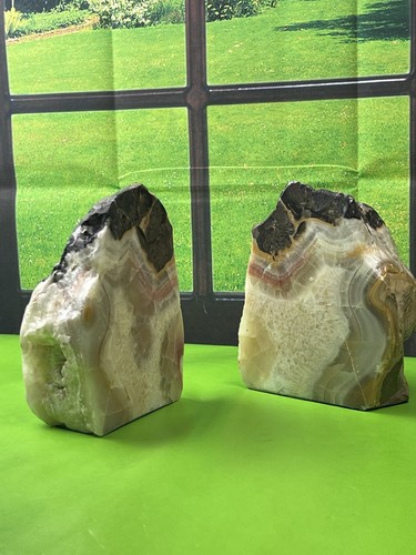 Agate geode bookends - geode,