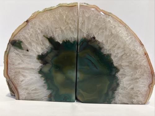 Agate geode bookends emerald - agate,